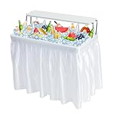 Real Relax Two-Tier Portable Cooler Table, Fill and Chill Desk for Food Drink Beverage, Foldable Party Ice Table for Camping BBQ Outdoor White