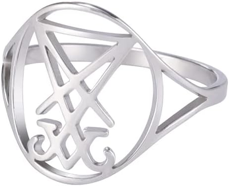 Gothic Leviathan Satanic Cross Ring Demon Satan Brimstone Occult Lucifer Religious Jewelry Witchcraft Amulet Woman Men