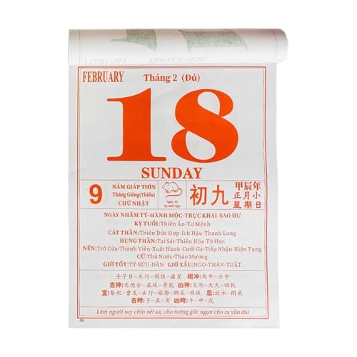 Calendario de pared vietnamita 2026 tradicional de 15.75 pulgadas con diseño lunar