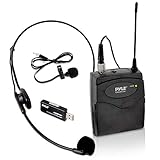 Pyle Belt Pack Wireless Microphone System - Mic Set with USB Receiver, Transmitter, Headset and Clip Lavalier Lapel Mic, Audio Cable, Two 'AA' Battery - Great for Karaoke, PA, Dj Party - Pro PUSBMIC43