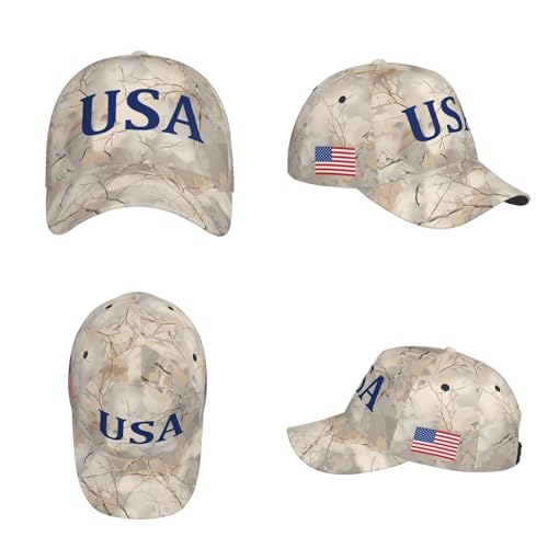 Image of USA Flag Baseball Cap American Patriotic Trucker Hat Father Dad Mother Mom Adjustable Sportswear Hat for Men Women Adults
