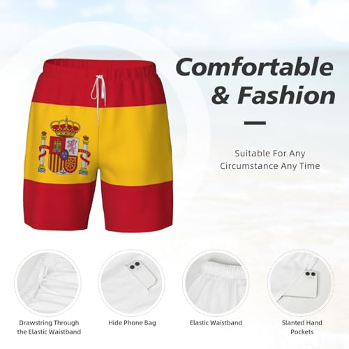 Short de bain imprimé drapeau espagnol pour homme de taille standard idéal pour l'été - 5