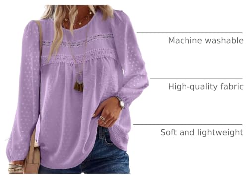 Image of Falechay Womens Tops Flowy Boho Dressy Casual Lace Cute Long Sleeve Shirts