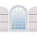 Ekena Millwork 21 1/2"W x 88"H, Rough Cedar (66" Low Side) Timberthane Faux Rustic Four Board Joined Board-n-Batten Faux Wood Shutters w/Quarter Round Arch Top, Rough Cedar (Per Pair)