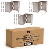 Expandable Swing Offset Door Hinge 3 Pack Brushed Nickel 3.5 Inch 1/4 Radius Heavy Duty Smooth Opening Barrier-Free Access Rustproof Durable Easy Install Wide Jamb Clearance Residential Commercial Use