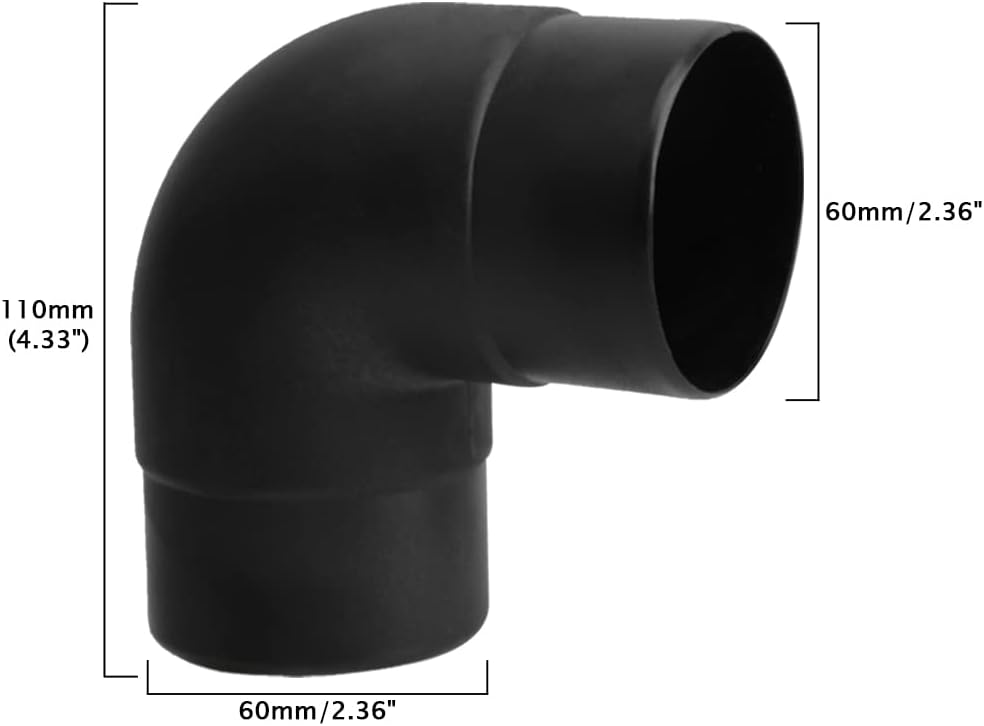 RUIAN 60mm (2.36") Diesel Air Heater Duct Elbow Outlet, Black Universal L-Shape Car Air Ducting Pipe Connector, Warm Air Vent Replacement for Vehicles, RV, Truck, and Boat