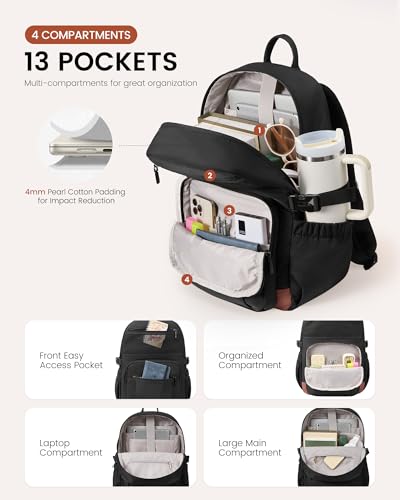 Image of LOVEVOOK Laptop Backpack for Women with Giant Tumbler Holder - DIY 15.6Inch Work Computer Travel Backpack with Laptop Compartment, Water Resistant, Commuter College Teacher Nurse Purse Bag, Green