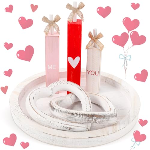 Décoration table Saint-Valentin bois rustique | Panneau cœur rouge rose