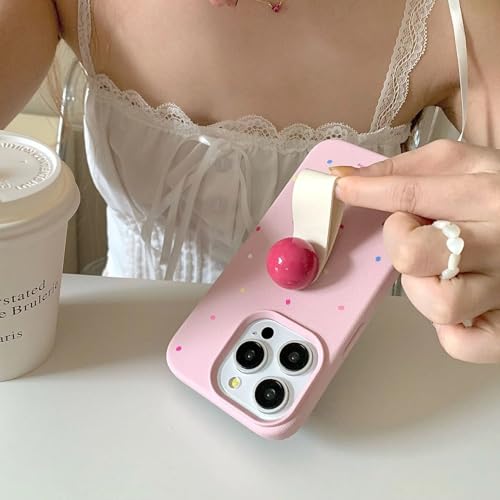 Image of Peeperly Back Cover Case for iPhone 13 Pro Max Scratch Resistant Anti-Slip TPU Shockproof Protective Durable Polka Dot Ball Ring Holder Case for Girls & Women