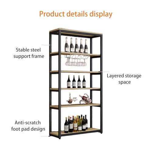 Soporte para botellas de vino de 5 niveles color marrón claro miniatura 4