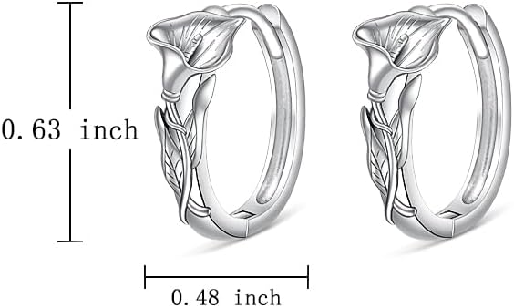 Calla Lily Earrings Sterling Silver Calla Lily Jewelry Gifts White Flower Hoop Earrings for Women Silver Flower Hoop Jewelry Birthday Gifts