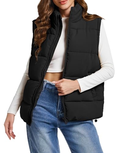Polu Puffer Vest Women Zip Up Stand Collar Sleeveless Down Vests Oversized Padded Gilet Jacket