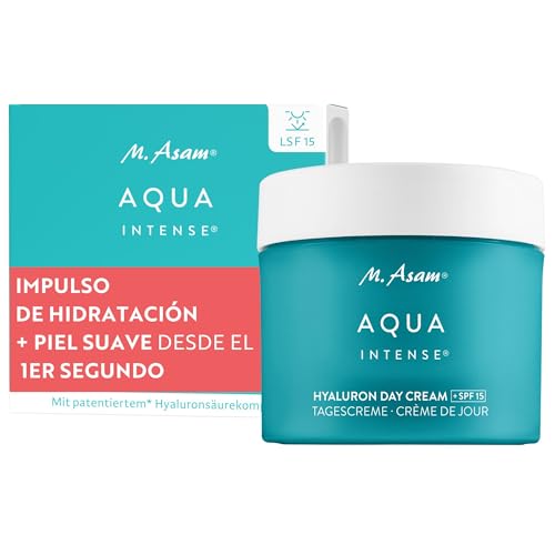 M. Asam Aqua Intense Hyaluron Day Cream LSF15 (100 ml) - Crema hidratante sin perfume con complejo de ácido hialurónico patentado, 120 h de humedad, para pieles sensibles