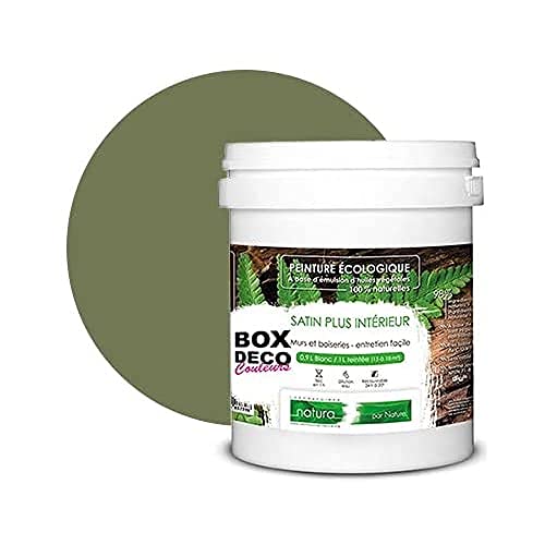 BOX DECO COULEURS Peinture murale naturelle écologique aspect satin intérieur Natura - 1 L, Vert Kaki
