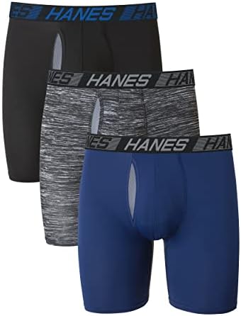 Hanes Men's Underwear Boxer Briefs Pack, 3-Pack, Total Support Pouch, Long or Short-Leg Boxer Briefs