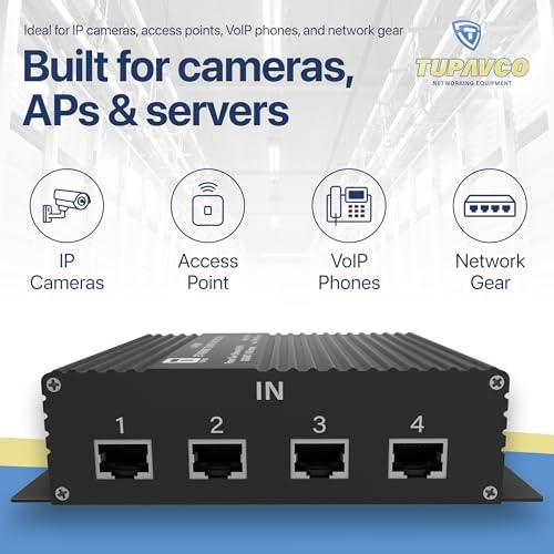 Image of 4 Port Gigabit Ethernet Surge Protector - Compatible with PoE++ - Tupavco TP204