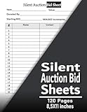 Silent Auction Bid Sheets: ilent Auction Bid Sheet Organizer – Track Bids Easily for Fundraisers, Charity Events, and School Auctions | 120 Pages | Large 8.5 x 11 Format for Easy Use