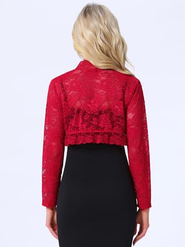 Image of Allegra K Women's Elegant Crop Cardigan Sheer Floral Lace Bolero Shrug Top