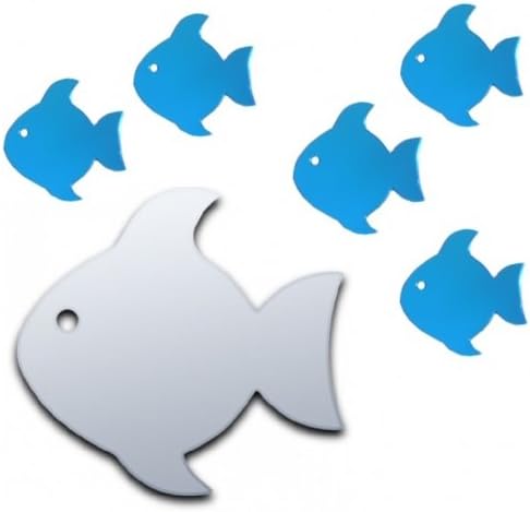 Super Cool Creations Large Fish with Eye Mirror 28cm & 5 Blue Small Fish 4cm Each