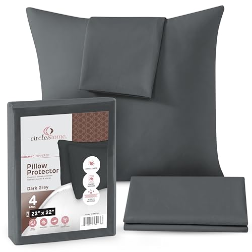 CIRCLESHOME Throw Pillow Protectors - 100% Cotton Breathable Pillowcases -