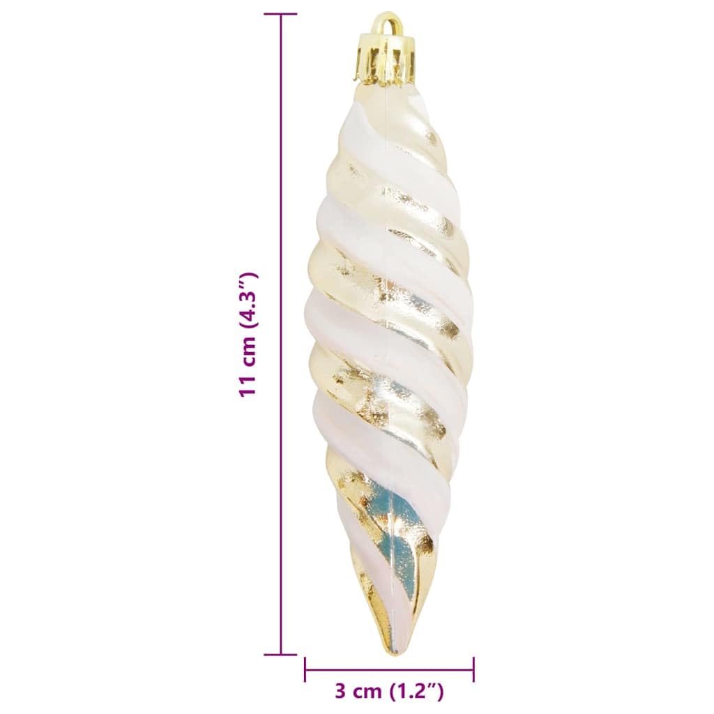 Weihnachtliche Spiralenform Kugeln aus Kunststoff champagnerfarben 40 Stück 3 x 11 cm moderner Weihnachtsbaumschmuck Anhänger Deko für Tannenbaum und Adventsstimmung