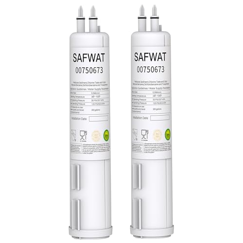 Image of SAFWAT 00750673 Compatible with Thermador REPLFLTR20 Bosch 00750673 Refrigerator Water Filter (2 Pack)