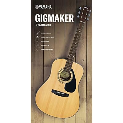 Yamaha GigMaker غيتار صوتي قياسي مع حقيبة ، موالف ، حزام وقطرات - طبيعي