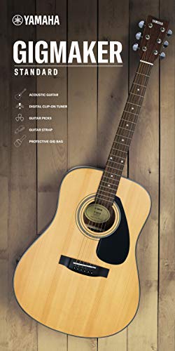 Yamaha Gigmaker Standard Acoustic Guitar W/Gig Bag, Tuner, Strap And Picks - Natural & On-Stage Xcg4 Black Tripod Guitar Stand, Single #TOP2