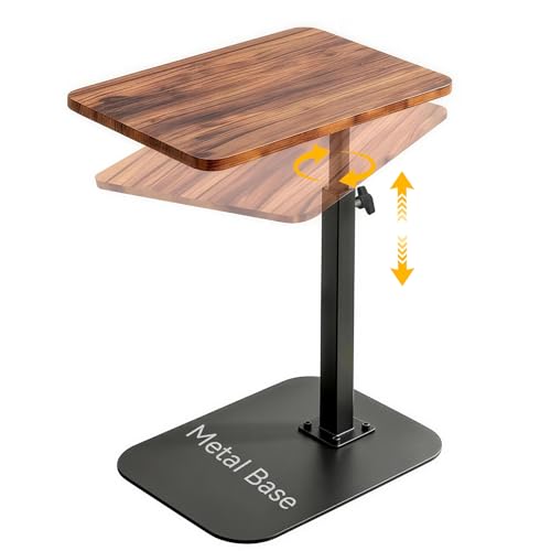 Adjustable TV Tray Table, 360° Swivel C-Shaped End Table that Sli...