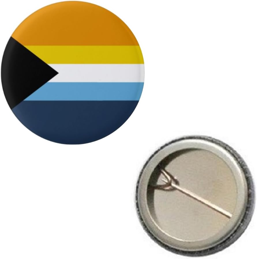 Demi AroAce Orange Blue Aro Ace Pride Flag Pin 1” Round Circle Shape Metal Button Pin Badge Pinback 1 inch Pin 25 mm 2.5 cm