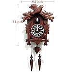 Rylai Cuckoo Clock Vintage Large Wooden Wall Clock Handcrafted 13x9.5 Inch Brown - Image 2