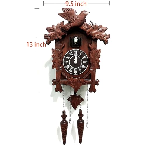 Rylai Cuckoo Clock Vintage Large Wooden Wall Clock Handcrafted 13x9.5 Inch Brown by Rylai - Used condition - US$49.60