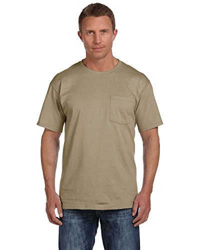Fruit of the Loom Mens 5 oz. Heavy Cotton HD Pocket T-Shirt (3931P) -Khaki -XL