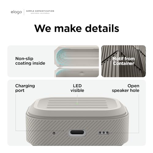 elago Capa Armor compatível com AirPods Pro 2 – Cordão incluído, suporta carregamento sem fio, resis
