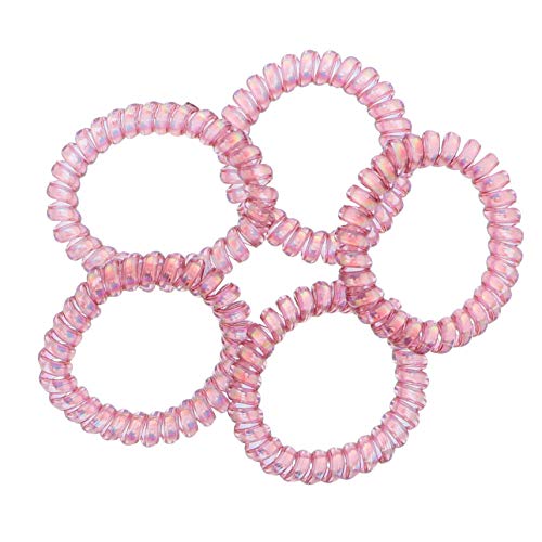 Irridescent Coil Pony Holders - Set Of 5-Mauve