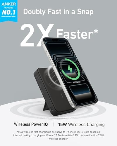 Anker MagGo Power Bank, Qi2-Certified 15W 10,000mAh Portable Charger - 1
