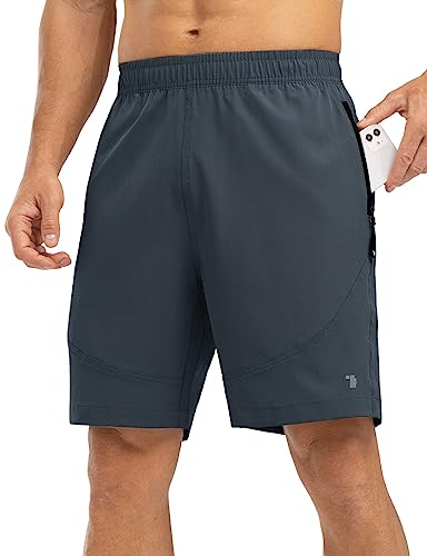 Rdruko Men's Hiking Shorts with Zipper Pockets Lightweight Quick Dry Workout Shorts Running Athletic 7 Inch Inseam Short, Cold Grey, Small
