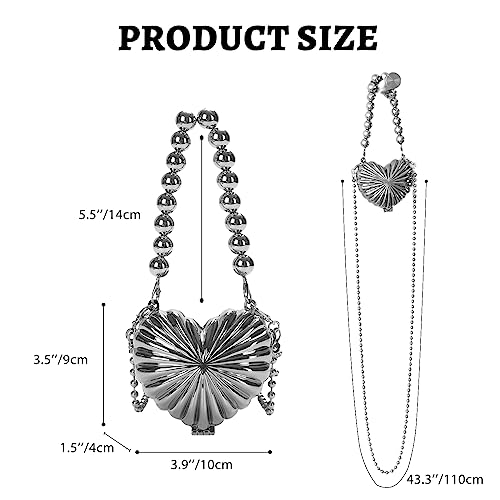 Image of GOKTOW Mini Y2k Silver Purse Mini Evening Bag for Women Fashion Metallic Handbag Body Satchel Shoulder Bag Crossbody Purse