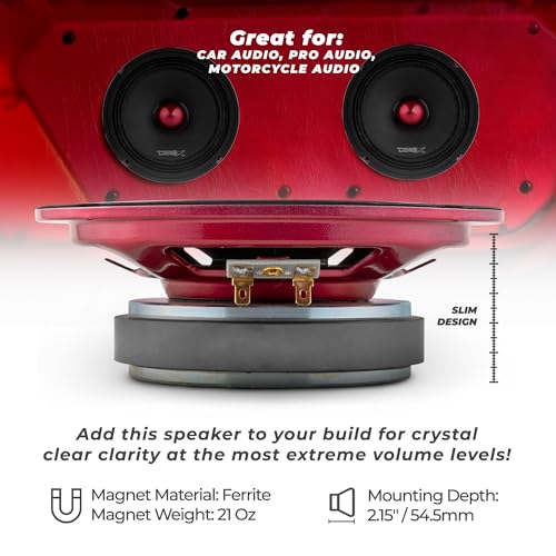 DS18 PRO-X6.4BMSL Slim Loudspeaker - 6.5", Midrange, Red Aluminum Bullet, 400W Max, 200W RMS, 4 Ohms - Premium Quality Audio Door Speakers for Car or Truck Stereo Sound System (1 Speaker) - Image 4