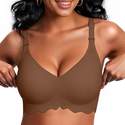 Image of Vertvie Women Wireless Jelly Bras Push Up Seamless Bra Supportive No Underwire Soft Halter /U /Racerback Sport T-Shirt Bralette