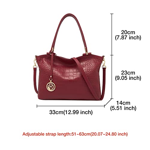 Foxlover Cow Leather Tote Bags For Women Large Capacity Top-Handle Handbag  Crocodile Pattern Women’s Shoulder Bag Purse Ladies Casual Crossbody Bag Hobo Bags #TOP2