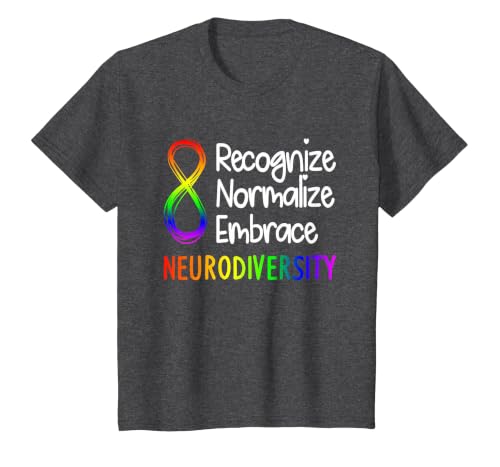 Neurodiversity Shirt Autism Spectrum ASD Rainbow Infinity T-Shirt, Youth, Dark Heather Grey, 3T