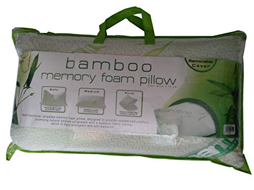 AR Textile Luxury Bamboo Memory Foam Pillows with Removable Cover, Medium Firm Support, Orthopedic Pain Relief Pillows (Pack of 2)