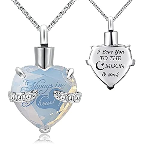 YOUFENG Jewellery Urn Necklace for Ashes Always in My Heart I Love You to The Moon and Back Birthstone Cremation Keepsake Pendant Necklaces (June) Cover