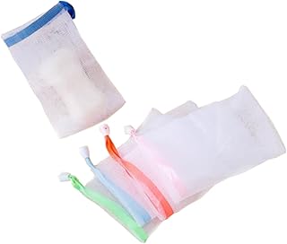 Beavorty 5 Peças Bolsa De Espuma De Bolha Sacos De Rede Bolsa De Proteção De Malha De Sabão Suporte De Malha De Sabão Com Cordão Bolsas De Sabão Sabonetes Bolsa De Proteção De Sabão Rede