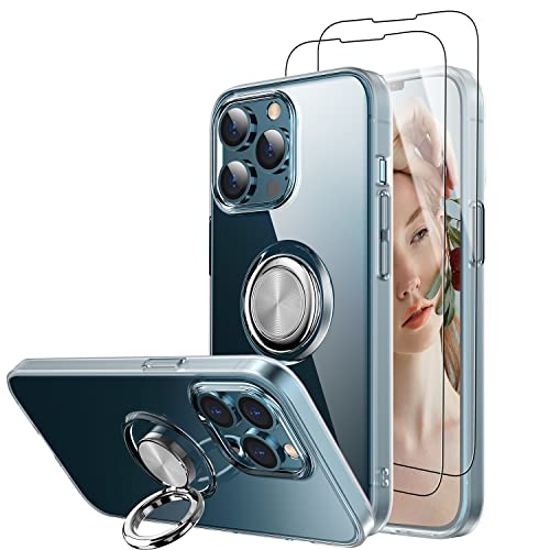 Coque iPhone 13 Pro Max transparente en TPU avec anneau de rotation