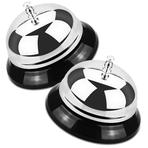 jojofuny Lot De 2 Cloches De Service Métal Petit Modèle Cloche D'appel Rétro Pour Restaurant Bureau La Cuisine Hôtel Usage Polyvalent
