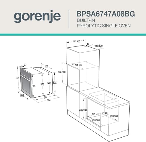 Foto von Gorenje OptiBake Advanced BPSA 6747 A08BG Einbau-Backofen / 77L / Heißluft / Pyrolyse / AutoBake / Touch Bedienung / Bratenthermometer / GentleClose & Open / SteamAssist / PizzaMode 300°C/ schwarz