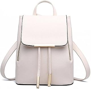 WINK KANGAROO Women's Fashion Shoulder Bag Rucksack PU Leather Backpack Travel Bag, Beige