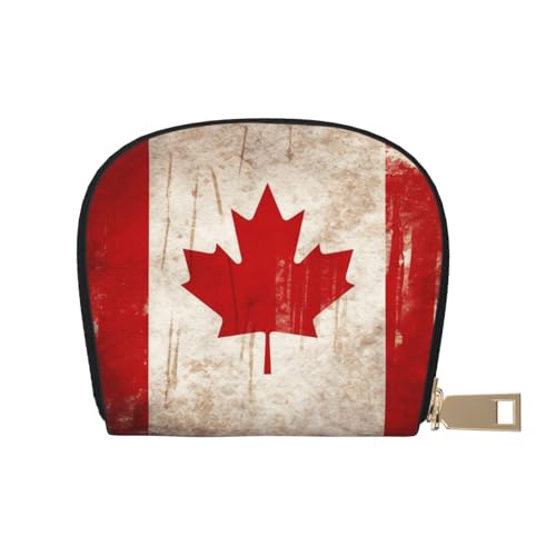 Retro Canada Flag Credit Card Holder Wallet, Leather Zipper Card Wallet For Women Ladies Rfid Blocking Card Case Small Coin Purse Accordion Wallet Gift
